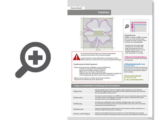 Product Bild hochwertige_tafelfolie_mit_wei__druck_in_kleeblatt-form_konturgeschnitten___einseitig_1_0-farbig_bedruckt