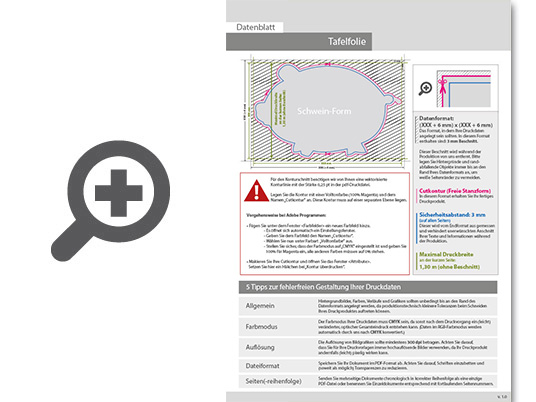 Product Bild hochwertige_tafelfolie_mit_wei__druck_in_schwein-form_konturgeschnitten___einseitig_1_0-farbig_bedruckt